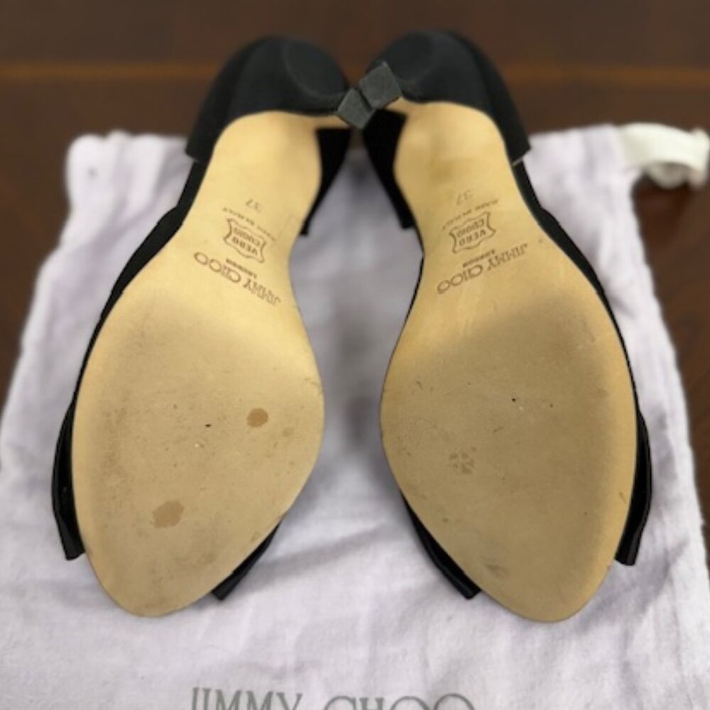 Jimmy Choo Black Satin with Big Bow & Rhinestones - Picture 5 of 5